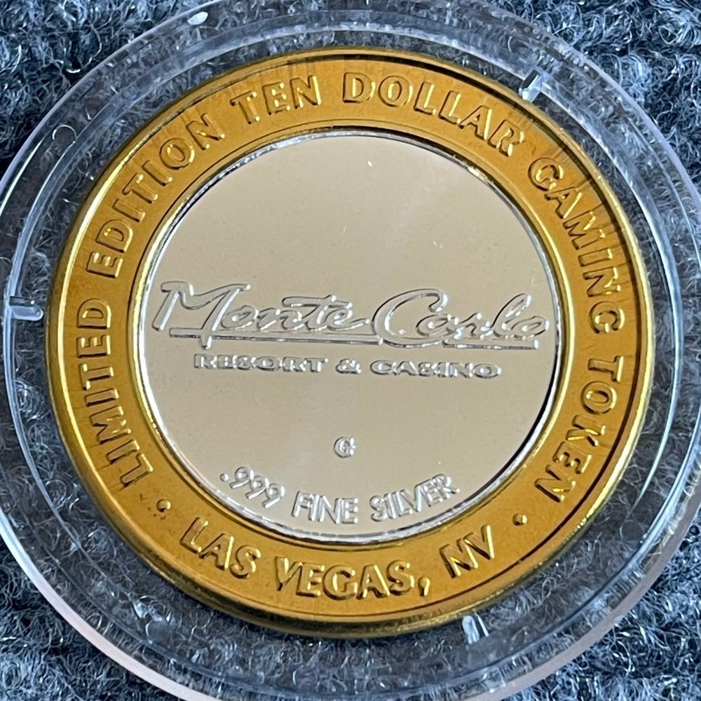 Monte Carlo Las Vegas $10 Limited Edition Gaming Token .999 Fine Silver Strike